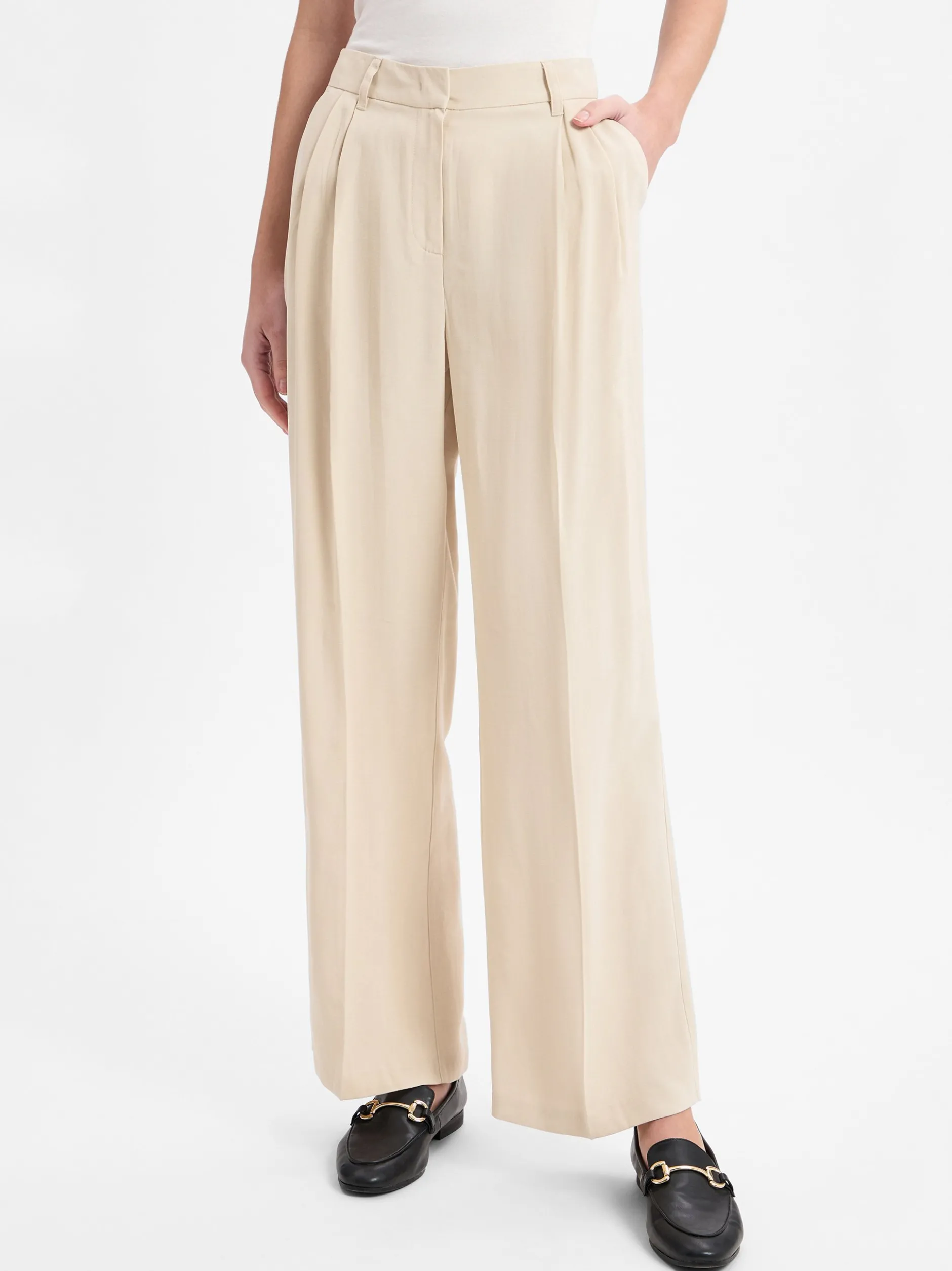 zero Damen Bundfaltenhose in sand - Länge: lang