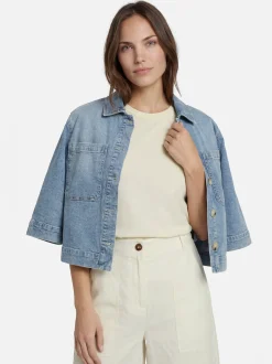 zero Damen Jeanshemd in denim - Ärmel: 3/4 Arm