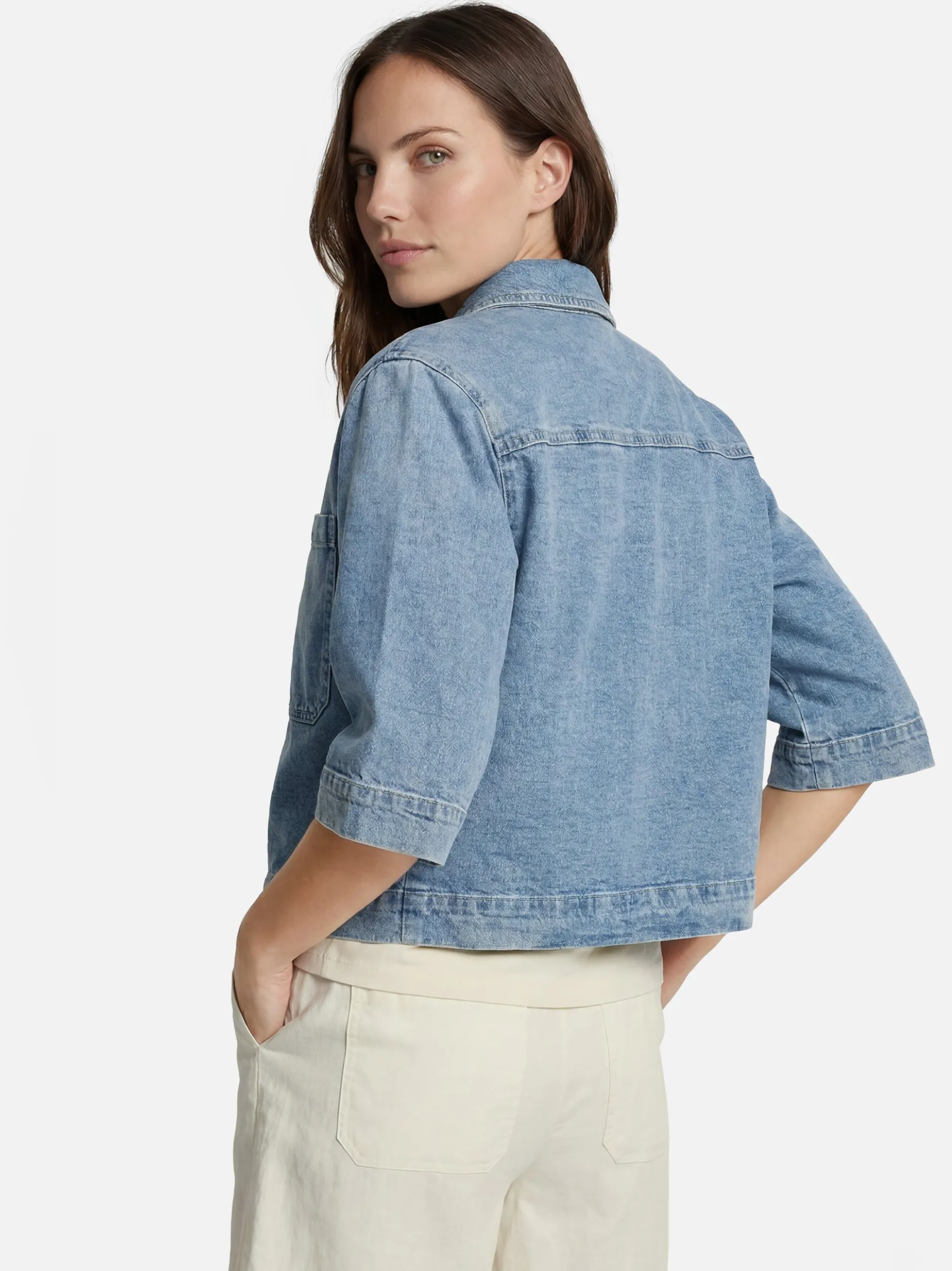 zero Damen Jeanshemd in denim - Ärmel: 3/4 Arm