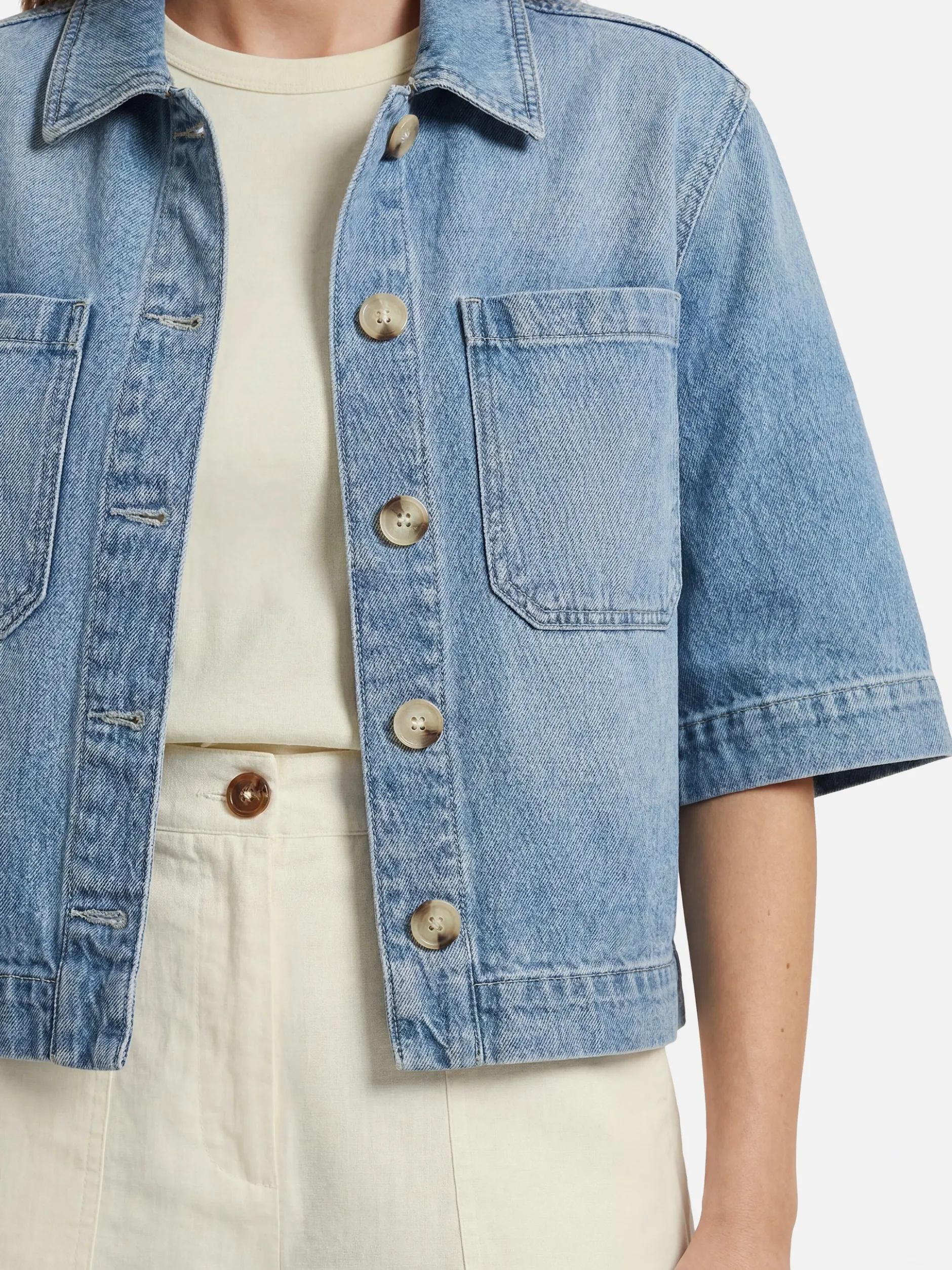 zero Damen Jeanshemd in denim - Ärmel: 3/4 Arm