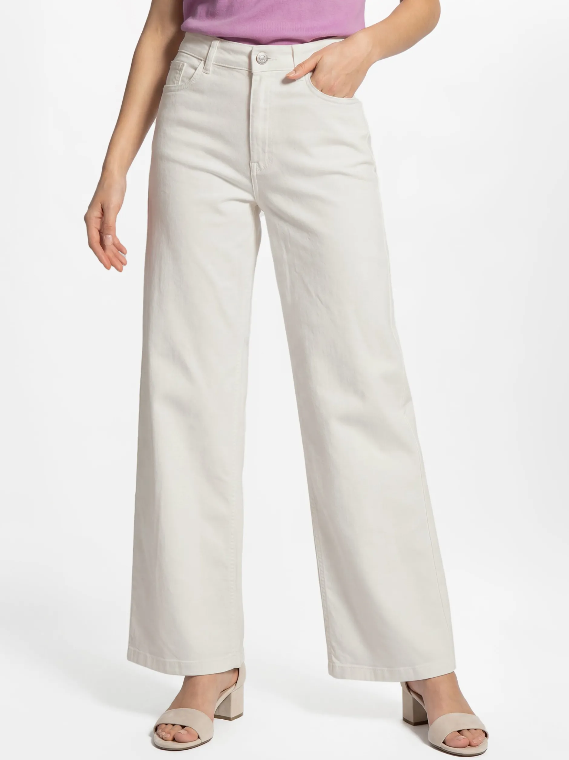 zero Damen Jeans in weiß - Länge: lang