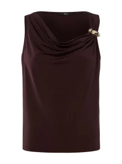 zero Damen Jersey-Top in schoko - Ausschnitt: Wasserfall