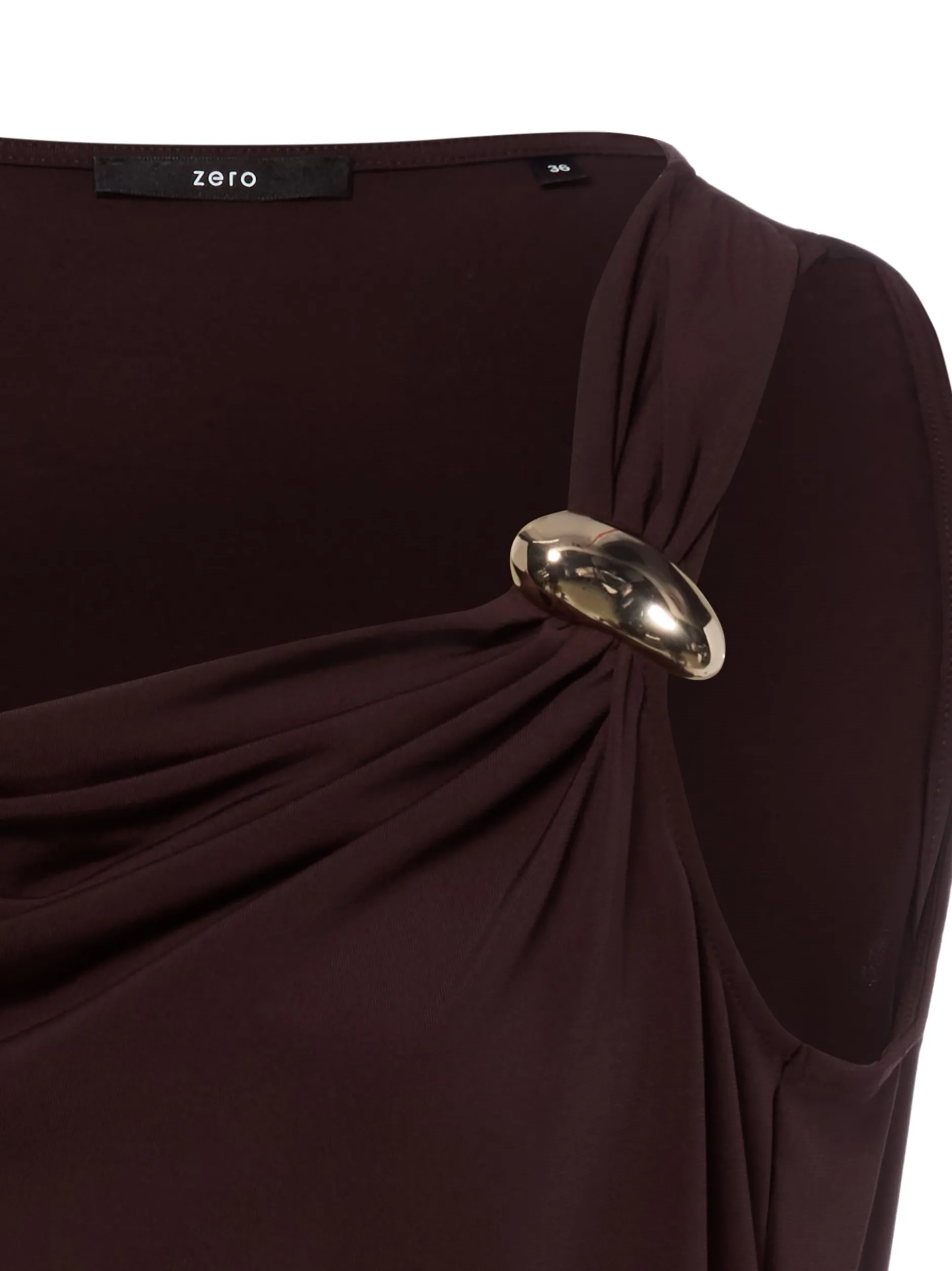 zero Damen Jersey-Top in schoko - Ausschnitt: Wasserfall