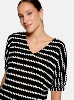 zero Damen Kurzarm-Shirt in schwarz weiß