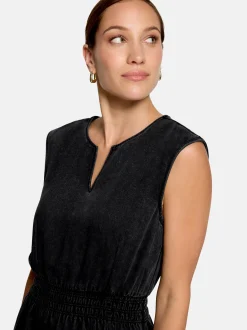 zero Damen Midikleid in schwarz denim