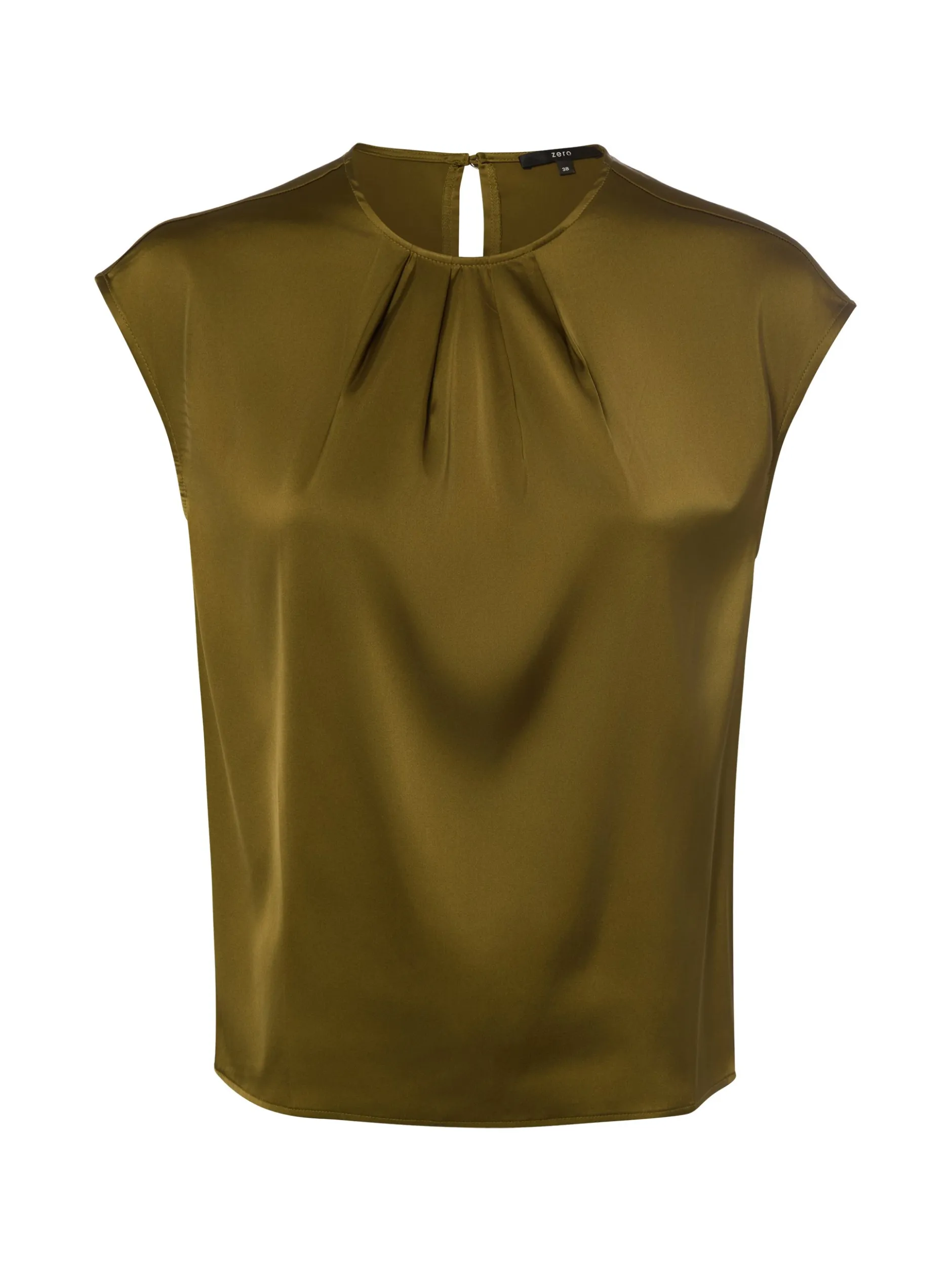 zero Damen Satintop in oliv - Ausschnitt: Rundhals