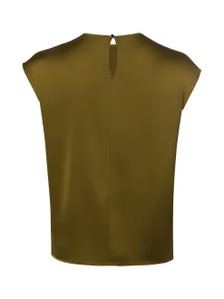 zero Damen Satintop in oliv - Ausschnitt: Rundhals