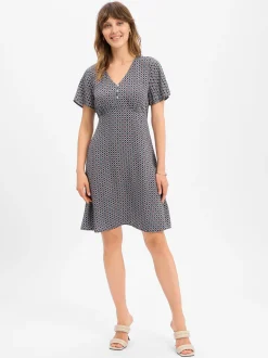 zero Damen Sommerkleid in schoko weiß - Ärmel: kurzarm