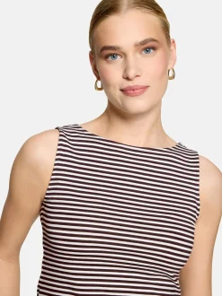 zero Damen Top in braun weiß