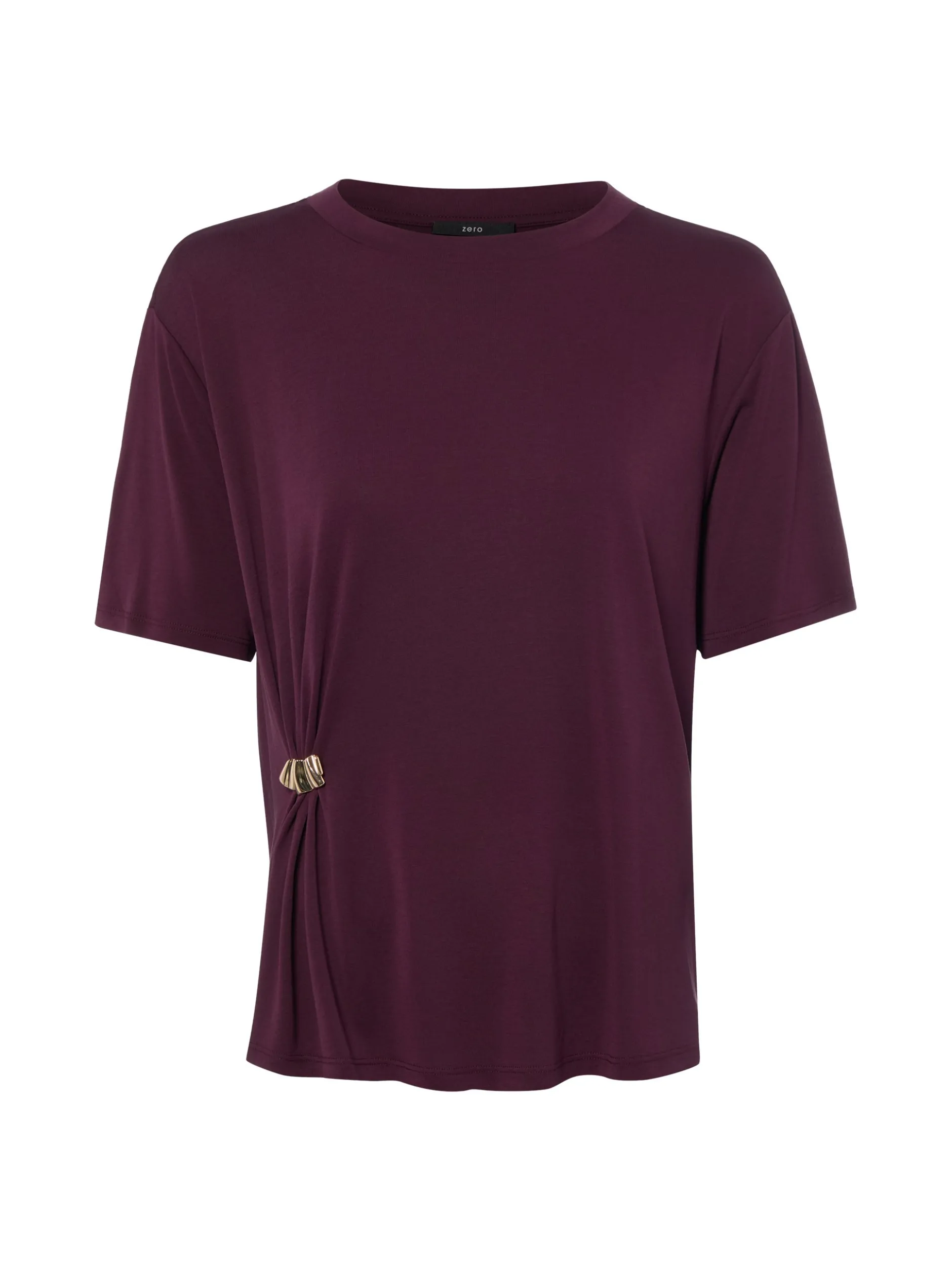 zero Damen T-Shirt in aubergine - Ausschnitt: Rundhals