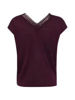zero Damen T-Shirt in aubergine - Ärmel: extra kurz