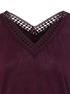 zero Damen T-Shirt in aubergine - Ärmel: extra kurz