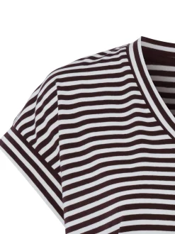 zero Damen T-Shirt in schoko weiß - Ärmel: extra kurz
